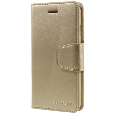 „Mercury“ Samsung Galaxy A5 2017 (A520) auksinis odinis atverčiamas dėklas - piniginė / Priedai.lt