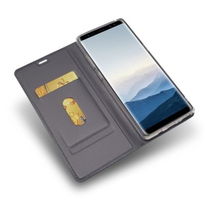 Samsung Galaxy Note 8 (N950F) „Dux Ducis“ Skin sērijas melns ādas atvērams maciņš / Vacins.lv