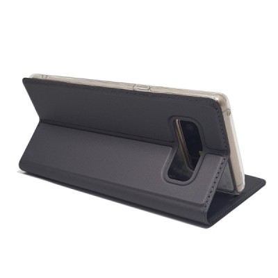 Samsung Galaxy Note 8 (N950F) „Dux Ducis“ Skin sērijas melns ādas atvērams maciņš / Vacins.lv