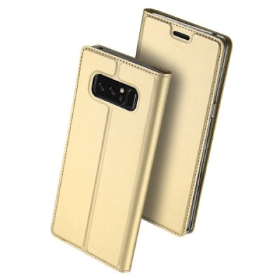 „Dux Ducis“ Skin serijos Samsung Galaxy Note 8 (N950F) auksinis odinis atverčiamas dėklas / Priedai.lt