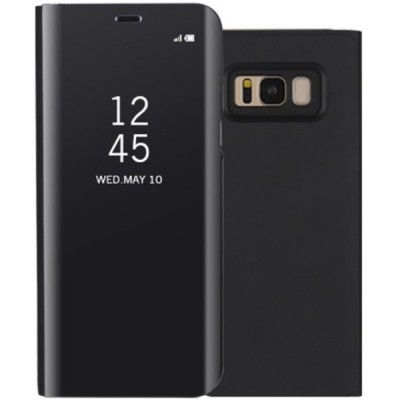 Samsung Galaxy S8 (G950) plastmasas atvērams melns ādas maciņš / Vacins.lv