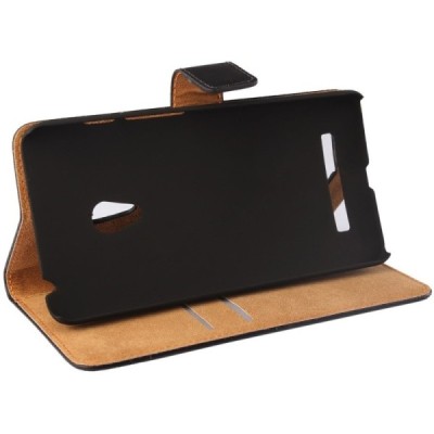 Asus Zenfone 5 (A500CG) atvēramais ādas melns Casual maciņš (maks) / Vacins.lv