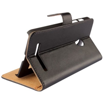 Asus Zenfone 5 (A500CG) atvēramais ādas melns Casual maciņš (maks) / Vacins.lv