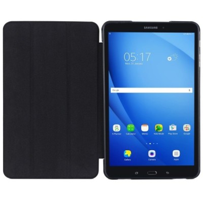 Samsung Galaxy Tab A 10.1 2016 (T580, T585) klasikinis atverčiamas juodas odinis dėklas / Priedai.lt