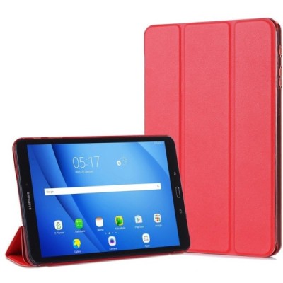 Samsung Galaxy Tab A 10.1 2016 (T580, T585) klasikinis atverčiamas raudonas odinis dėklas / Priedai.lt