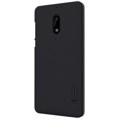 Nokia 6 Nillkin Frosted Shield melns plastmasas apvalks + ekrāna aizsargplēve / Vacins.lv