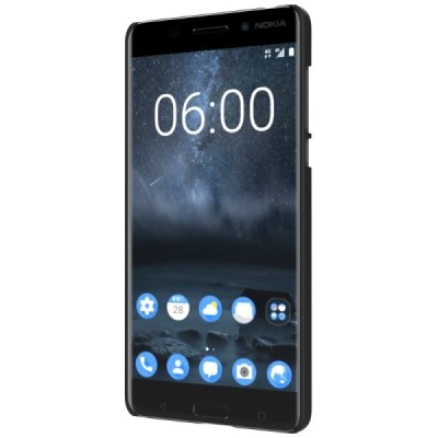 Nokia 6 Nillkin Frosted Shield melns plastmasas apvalks + ekrāna aizsargplēve / Vacins.lv