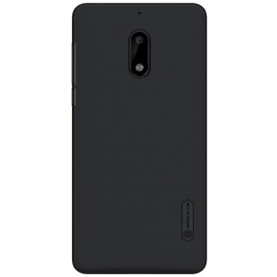 Nokia 6 Nillkin Frosted Shield melns plastmasas apvalks + ekrāna aizsargplēve / Vacins.lv