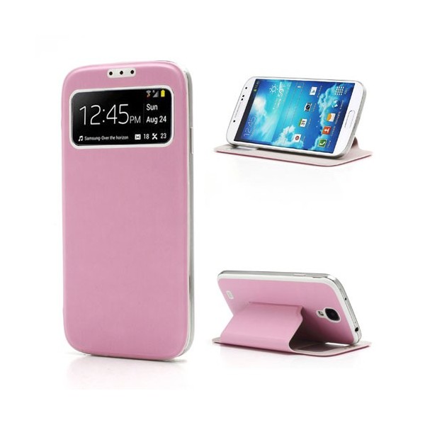 Atverčiamas „S-View“ stiliaus dėklas - rožinis (Galaxy S4)