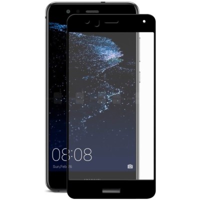 Huawei P10 Lite Hat-Prince Tempered Glass melns ekrāna aizsargstikls / Vacins.lv