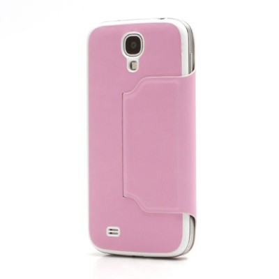 Samsung Galaxy S4 S-View stiliaus rožinis atverčiamas dėklas (dėkliukas) - galinis dangtelis / Priedai.lt