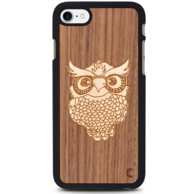 Apple iPhone 7 (iPhone 8) „Crafted Cover“ Pelėda natūralaus medžio dėklas (šviesus medis) / Priedai.lt