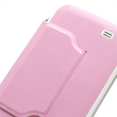 Samsung Galaxy S4 S-View stiliaus rožinis atverčiamas dėklas (dėkliukas) - galinis dangtelis / Priedai.lt