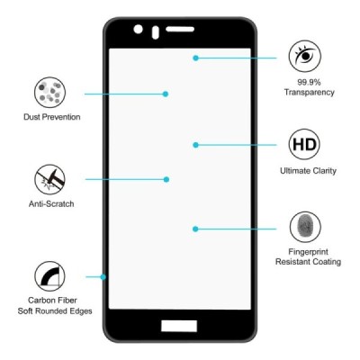 Honor 8 (Huawei Honor 8) „Hat-Prince“ 9H Tempered Glass sustiprintos apsaugos juodas pilnai dengiantis apsauginis ekrano stiklas