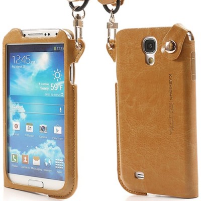 „Kashidun“ rudas odinis Samsung Galaxy S4 dėklas - įmautė / Priedai.lt