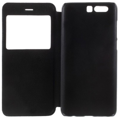 Huawei Honor 9 (Honor 9 Premium) melns atvēramais „View Window“ ādas maciņš / Vacins.lv