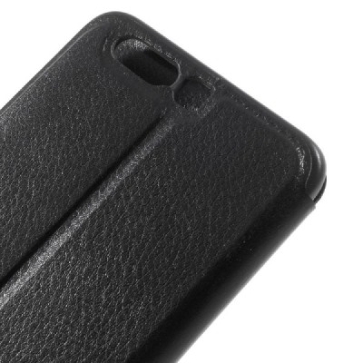 Huawei Honor 9 (Honor 9 Premium) melns atvēramais „View Window“ ādas maciņš / Vacins.lv