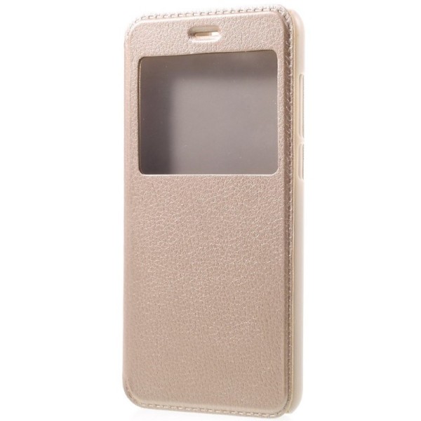 „View Window“ atverčiamas odinis dėklas - auksinis (Honor 9)