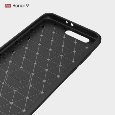 Huawei Honor 9 (Honor 9 Premium) „Carbon“ cieta silikona (TPU) melns apvalks / vacins.lv