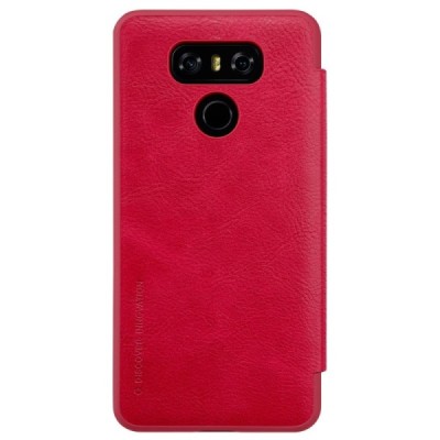 Prabangus „Nillkin“ Qin serijos raudonas odinis atverčiamas LG G6 (H870) dėklas / Priedai.lt