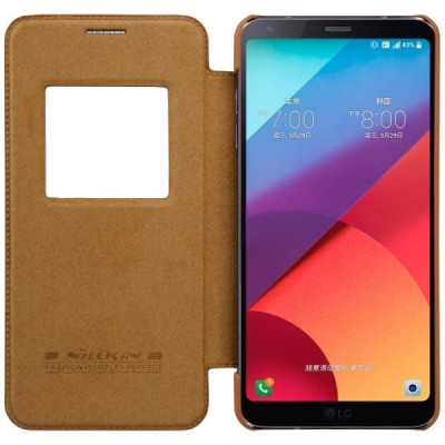 Greznais „Nillkin“ Qin sērijas ādas atvērams brūns LG G6 (H870) maciņš / Vacins.lv