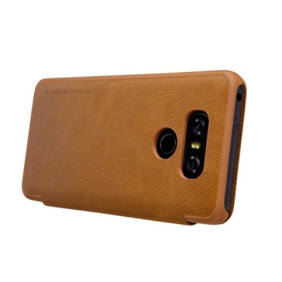 Greznais „Nillkin“ Qin sērijas ādas atvērams brūns LG G6 (H870) maciņš / Vacins.lv