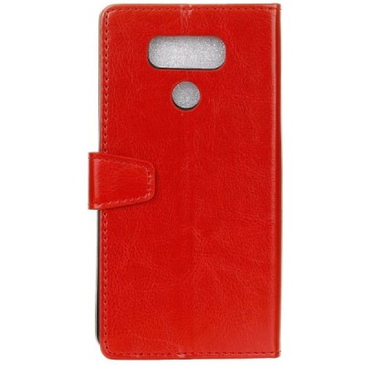 LG G6 (H870) atverčiamas raudonas odinis dėklas - piniginė / Priedai.lt