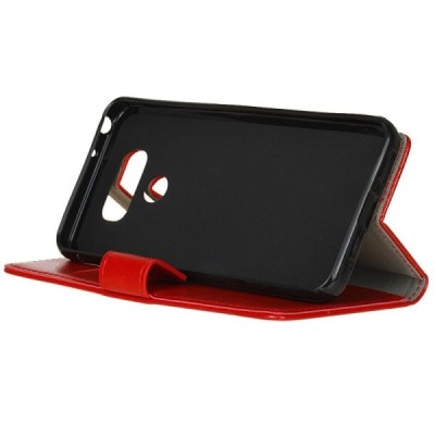 LG G6 (H870) atverčiamas raudonas odinis dėklas - piniginė / Priedai.lt