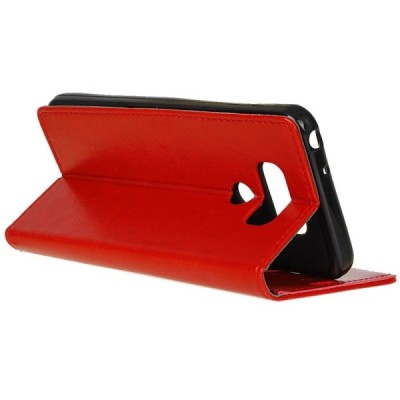 LG G6 (H870) atverčiamas raudonas odinis dėklas - piniginė / Priedai.lt