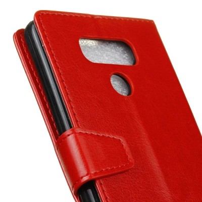 LG G6 (H870) atverčiamas raudonas odinis dėklas - piniginė / Priedai.lt