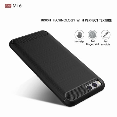 Xiaomi Mi 6 „Carbon“ cieta silikona (TPU) melns apvalks / vacins.lv