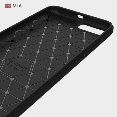 Xiaomi Mi 6 „Carbon“ cieta silikona (TPU) melns apvalks / vacins.lv
