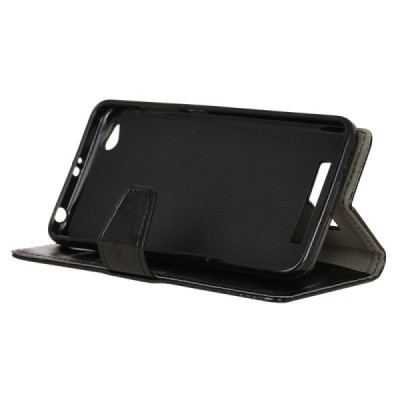 Xiaomi Redmi 4A atverčiamas juodas odinis dėklas, knygutė - piniginė / Priedai.lt