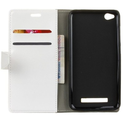 Xiaomi Redmi 4A atvēramais ādas balts maciņš, grāmata (maks) / Vacins.lv