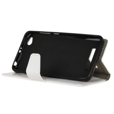 Xiaomi Redmi 4A atvēramais ādas balts maciņš, grāmata (maks) / Vacins.lv