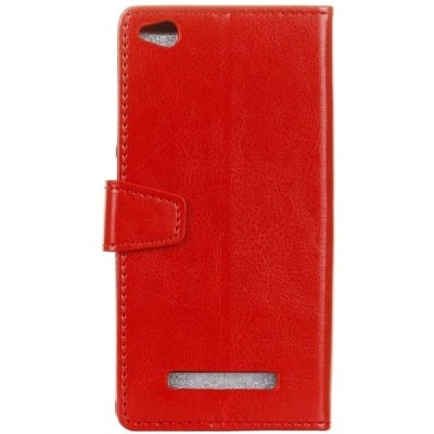 Xiaomi Redmi 4A atvēramais ādas sarkans maciņš, grāmata (maks) / Vacins.lv