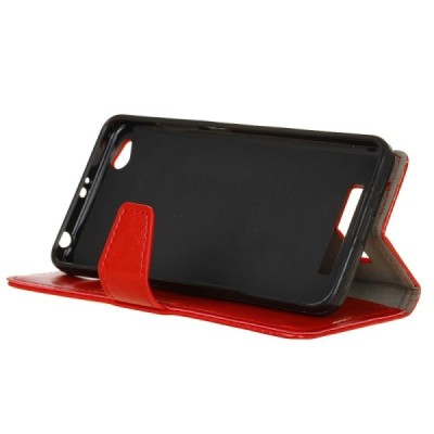 Xiaomi Redmi 4A atvēramais ādas sarkans maciņš, grāmata (maks) / Vacins.lv