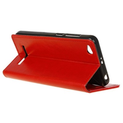 Xiaomi Redmi 4A atvēramais ādas sarkans maciņš, grāmata (maks) / Vacins.lv