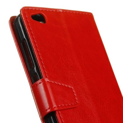 Xiaomi Redmi 4A atvēramais ādas sarkans maciņš, grāmata (maks) / Vacins.lv