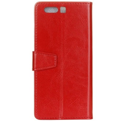 Huawei Honor 9 (Honor 9 Premium) atverčiamas raudonas odinis dėklas, knygutė - piniginė / Priedai.lt
