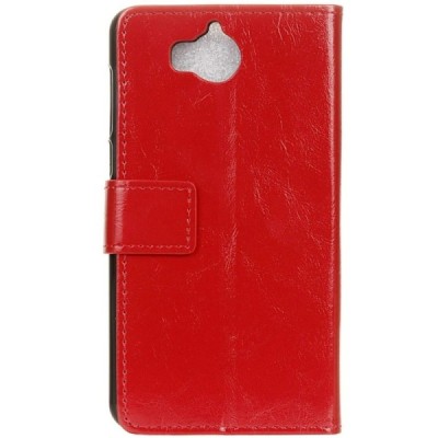 Huawei Y5 2017 (Y5 III) / Y6 2017 atvēramais ādas sarkans maciņš, grāmata (maks) / Vacins.lv