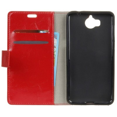 Huawei Y5 2017 (Y5 III) / Y6 2017 atvēramais ādas sarkans maciņš, grāmata (maks) / Vacins.lv