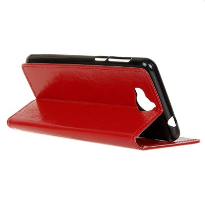 Huawei Y5 2017 (Y5 III) / Y6 2017 atvēramais ādas sarkans maciņš, grāmata (maks) / Vacins.lv