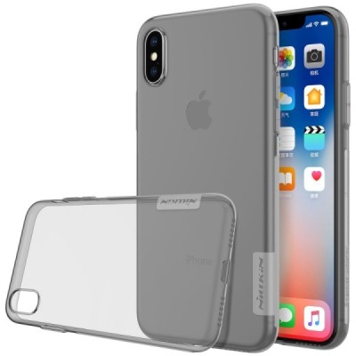 Apple iPhone X (iPhone Xs) Nillkin Nature dzidrs (caurspīdīgs) silikona pelēks apvalks / Vacins.lv