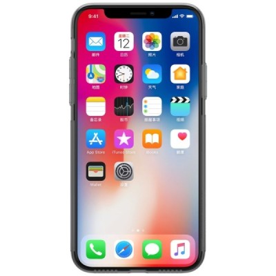 Apple iPhone X (iPhone Xs) Nillkin Nature dzidrs (caurspīdīgs) silikona pelēks apvalks / Vacins.lv
