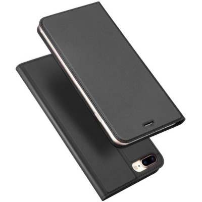 Apple iPhone 7 Plus (iPhone 8 Plus) „Dux Ducis“ Skin sērijas melns ādas atvērams maciņš / Vacins.lv