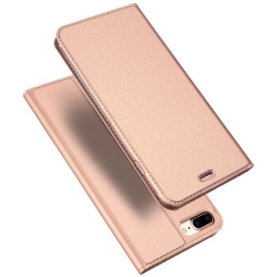 „Dux Ducis“ Skin serijos Apple iPhone 7 Plus (iPhone 8 Plus) rožinis odinis atverčiamas dėklas / Priedai.lt
