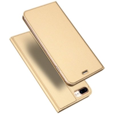„Dux Ducis“ Skin serijos Apple iPhone 7 Plus (iPhone 8 Plus) auksinis odinis atverčiamas dėklas / Priedai.lt