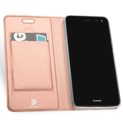 Huawei Y5 2017 (Y5 III) / Y6 2017 „Dux Ducis“ Skin sērijas rozs ādas atvērams maciņš / Vacins.lv