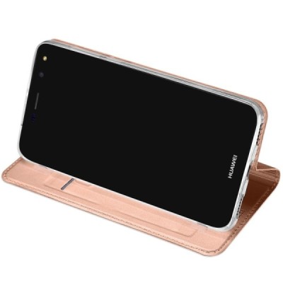 Huawei Y5 2017 (Y5 III) / Y6 2017 „Dux Ducis“ Skin sērijas rozs ādas atvērams maciņš / Vacins.lv